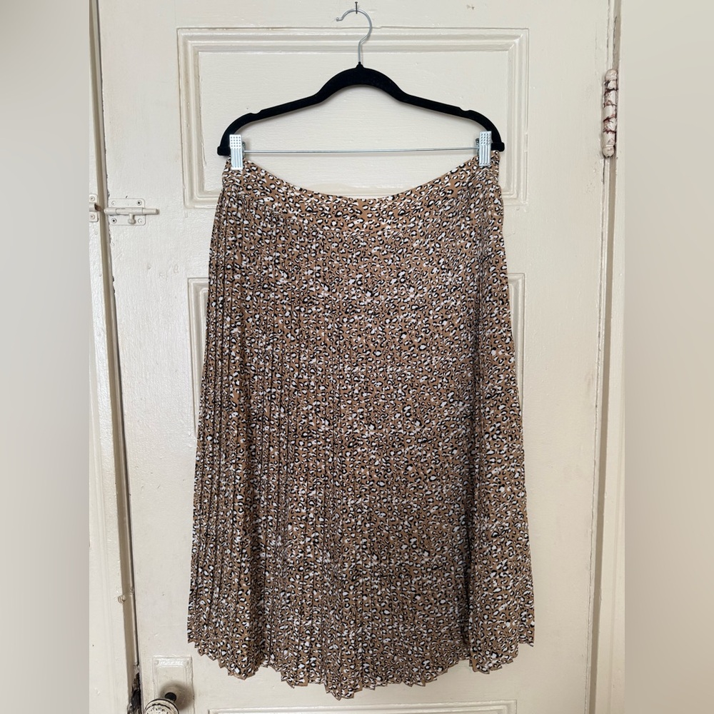 J. Crew Pleated Leopard Print Midi Skirt